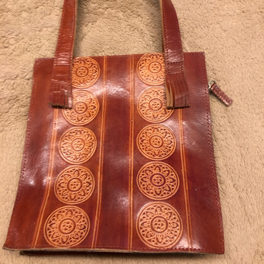 Y2K Wilson Leather Handbag Maxima Purse Handmade in India Red Brown